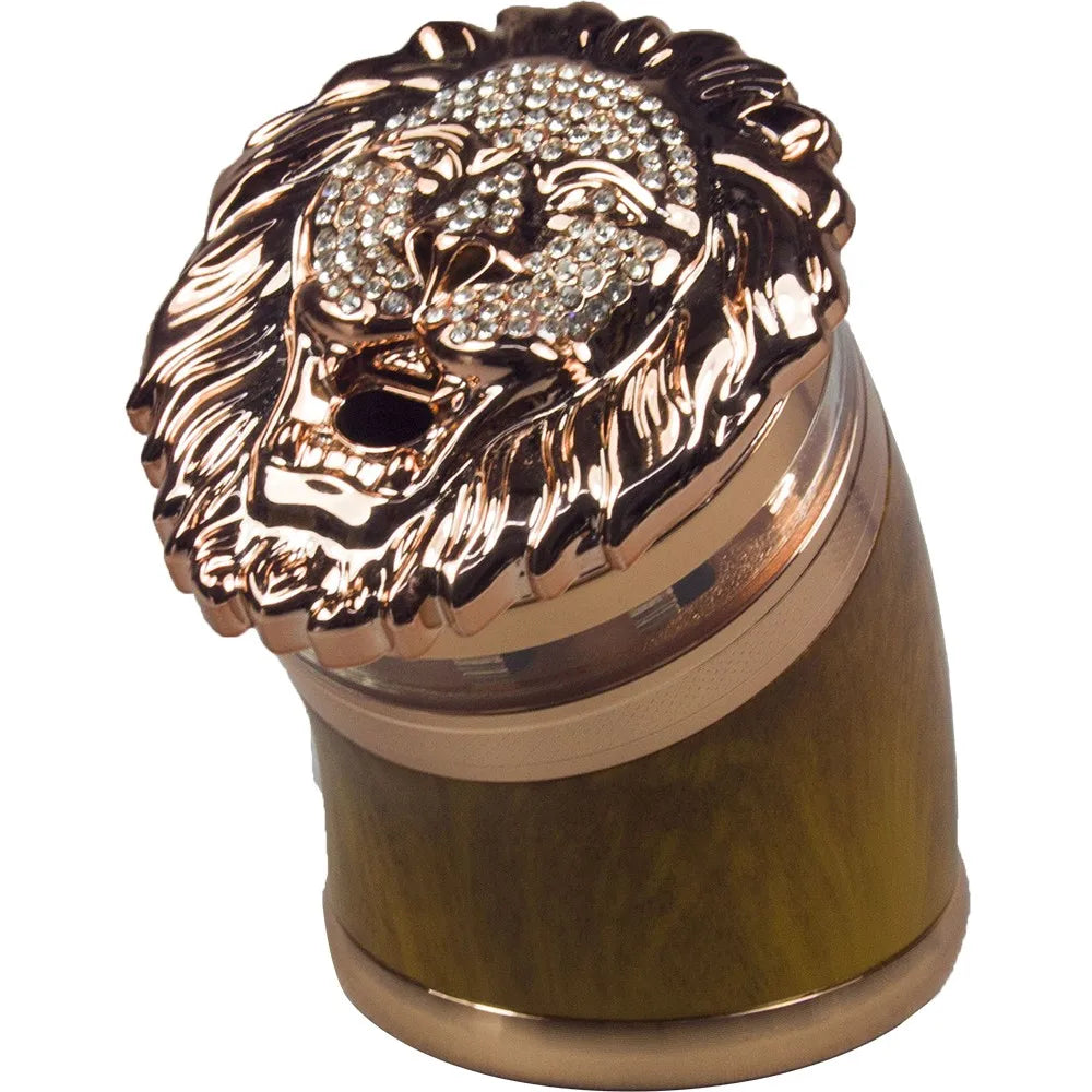 2.5" 5 Piece Lion gift Metal Herb Spice Smoke Tobacco Bent Grinder Rhinestone Diamond Metal Herb Grinder