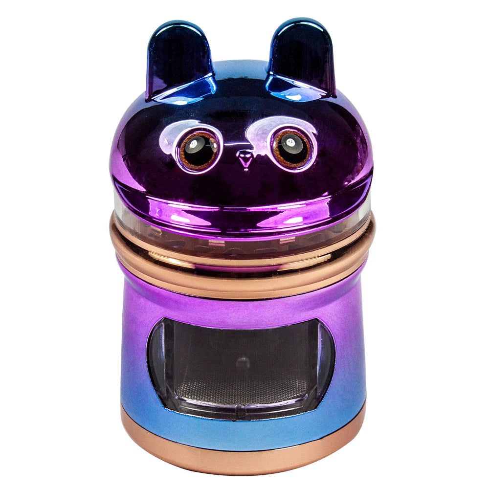 2.44''' 4 Layer Metal Spice Herb Cute Rabbit Grinder with Side Drawer Manual Herb, Salt, and Pepper Tobacco Crusher Gift for Man