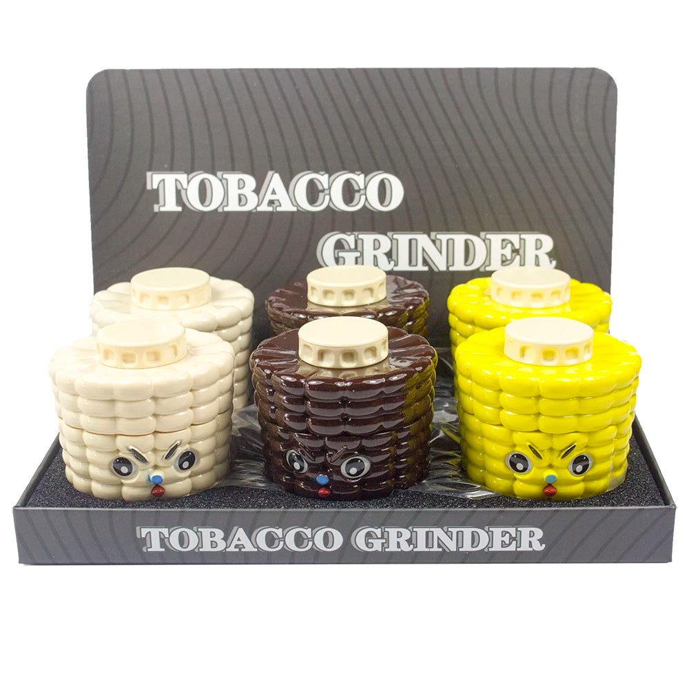 1.8'' Corn Shape Herb Grinder 4 Piece Tobacco Spice Crusher Cute Cartoon Gift for Friends Perfect for Valentine's Day Birthday