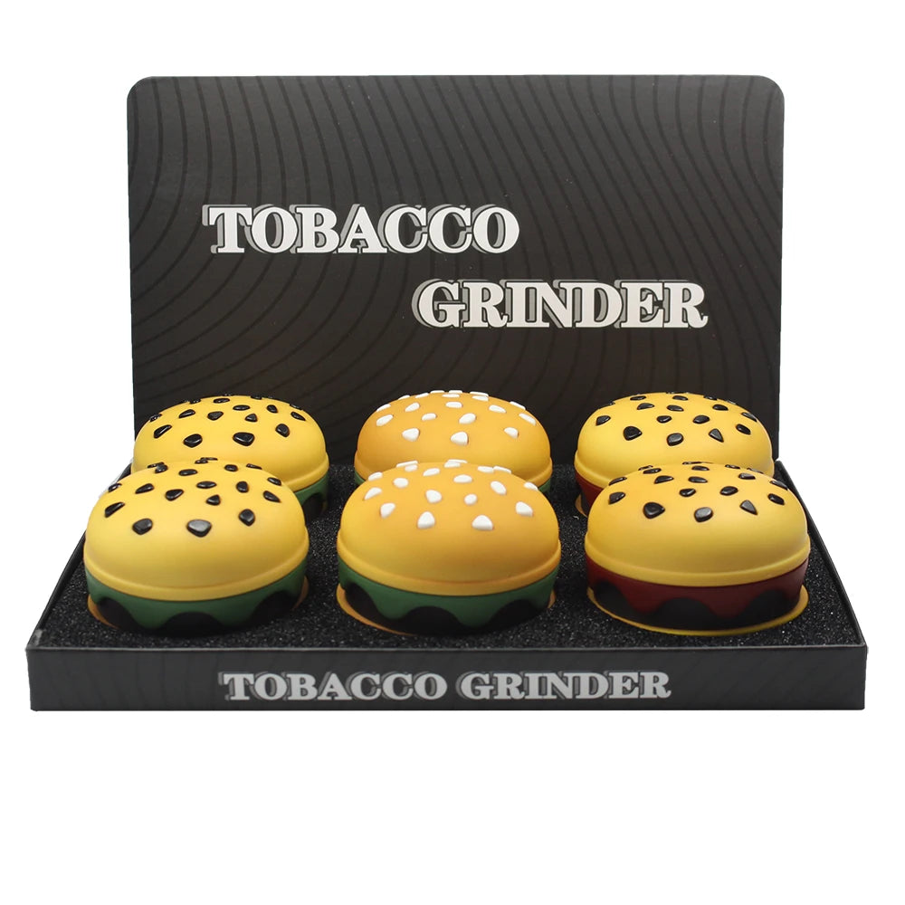 2.75" 4-Layer Metal Spice Herb Grinder Creative Burger Design Manual Tobacco Crusher Funny gift for man Halloween Birthday