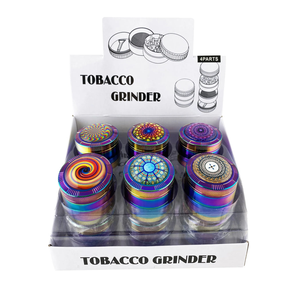 1.9" Rainbow Crystal Ball W/ Swirl Top Herb Spice Tobacco Grinder Smoke Crusher GIFT