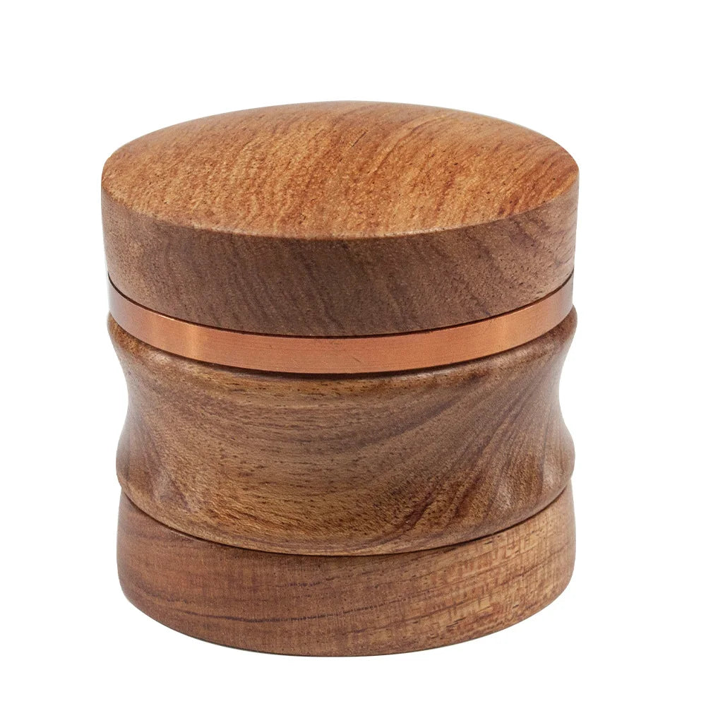 2.4" Wooden Herb Grinder 4 Piece with Metal Teeth Durable Manual Spice Crusher