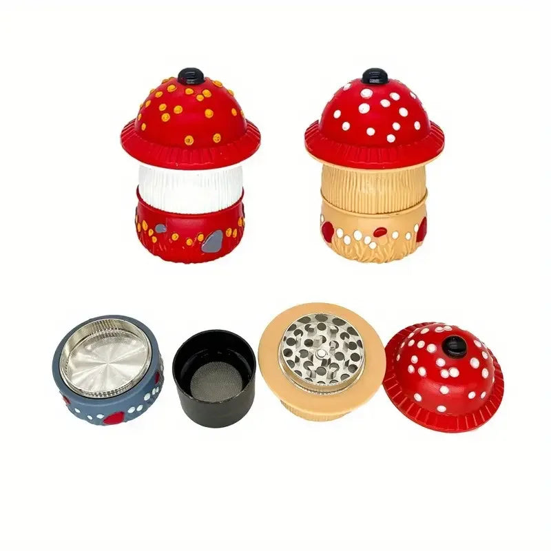 Mushroom-Shaped Herb & Spice Grinder - Durable Plastic with Metal Core, Compact Pocket Size, Ideal Gift for Christmas