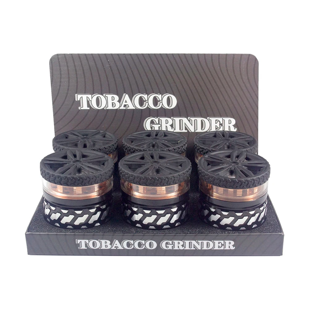 2.5" 4PC Tire Metal Rubber Tobacco Herb Spice Grinder Smoke Crusher Novelty good Idea for Halloween Christmas Birthday Gift