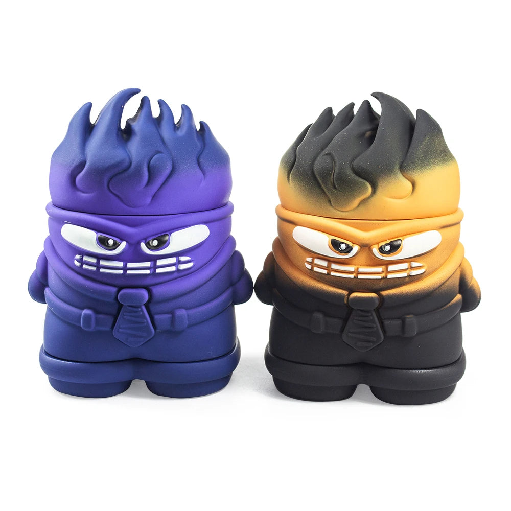2.3'' Funny Monster Rubber finish Spice Herb Grinder With Drawer Tobacco Crusher