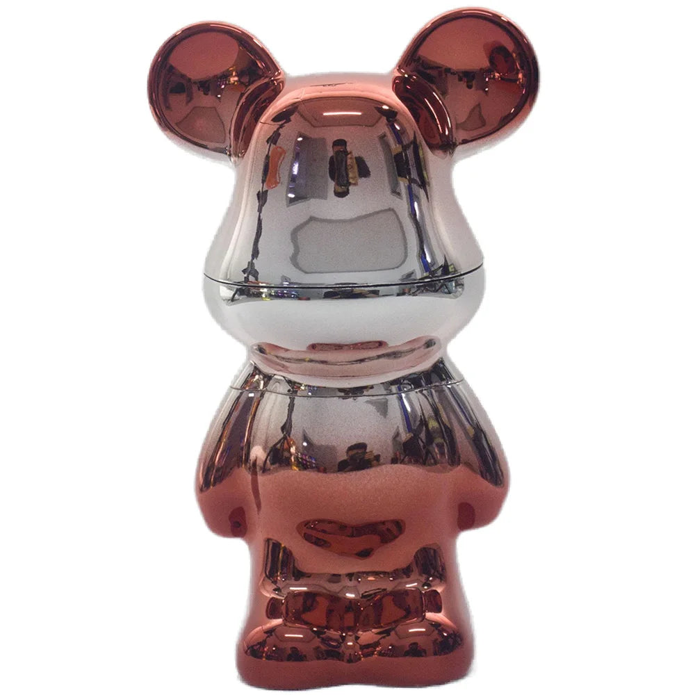 5.5"H Herb Grinders Metal for Smoking 4Layers Colorful Metallic Bear Tobacco Herb Spice Dry Herbal Crusher Birthday Gift