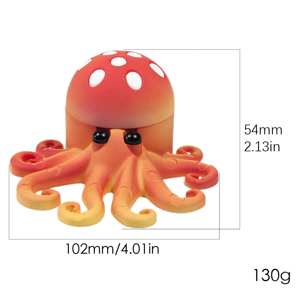 1.8'' 4 Parts Cute Octopus Shape Herb Grinder Durable Manual Metal Spice Crusher Gift for Friends  Valentine's Day  Birthday