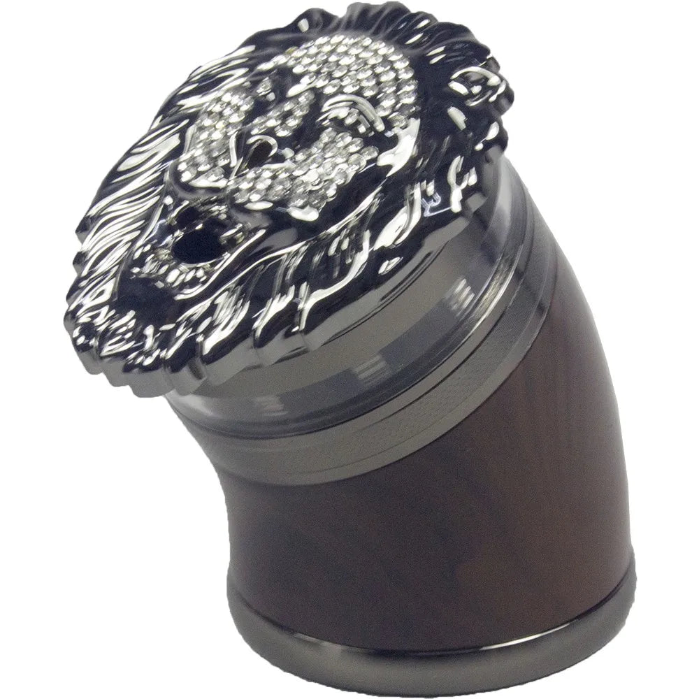 2.5" 5 Piece Lion gift Metal Herb Spice Smoke Tobacco Bent Grinder Rhinestone Diamond Metal Herb Grinder