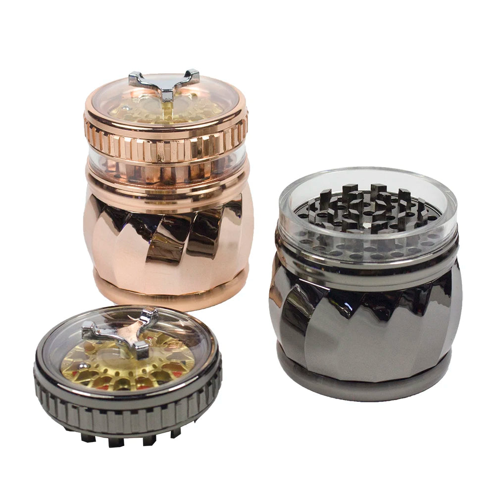 2.5" 4 Part Metal Grinder Tobacco Herb Spice Crusher Spinning Top gift for man friends birthday Perfect for Valentine's Day