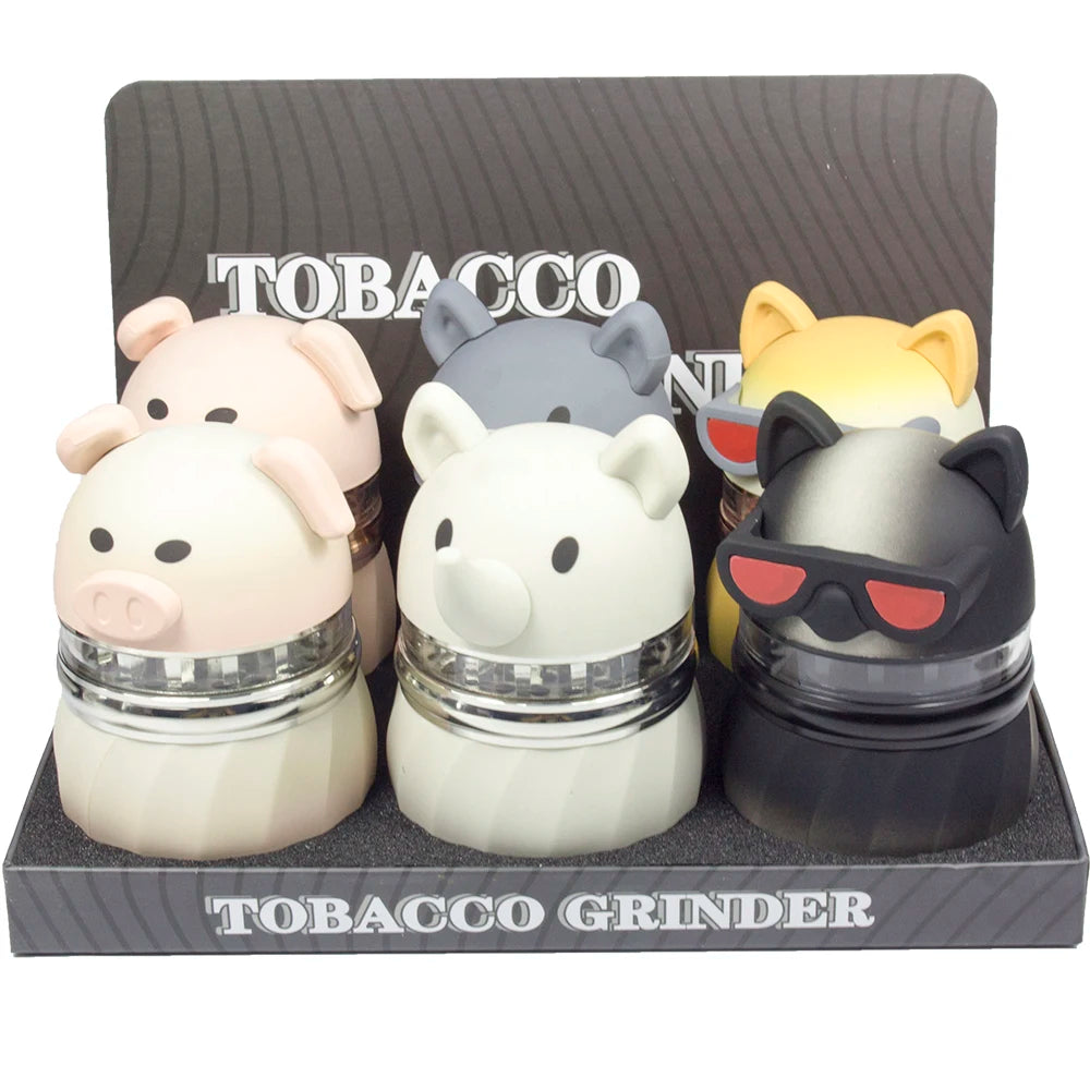 2.5" 5 Piece Wooden Look Herb Spice Smoke Tobacco Bent Grinder Submarine Spider Crusher Herb Gift for Men