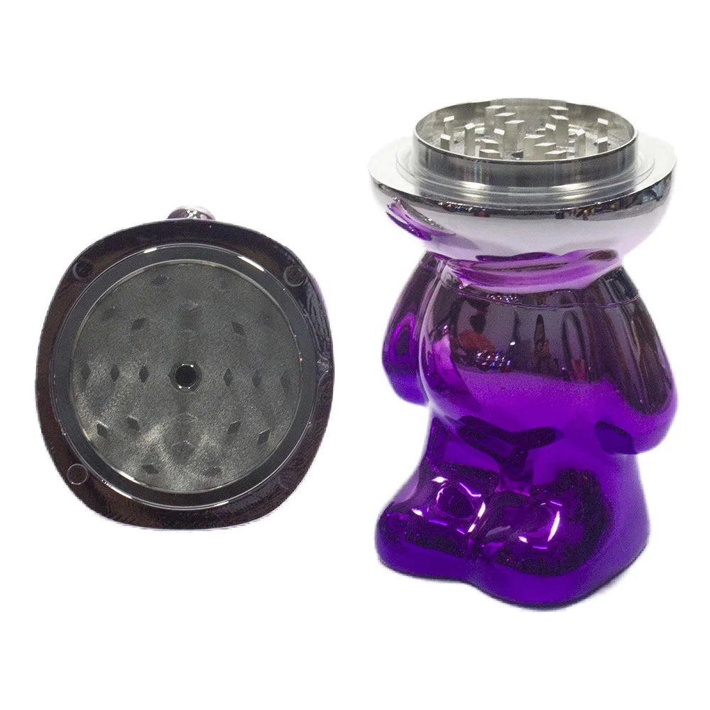 6.5" H 4PC Colorful Metallic Bunny -Patterned Cute Grinders Tobacco Herb Spice Gift Grinders for Smoking Metal