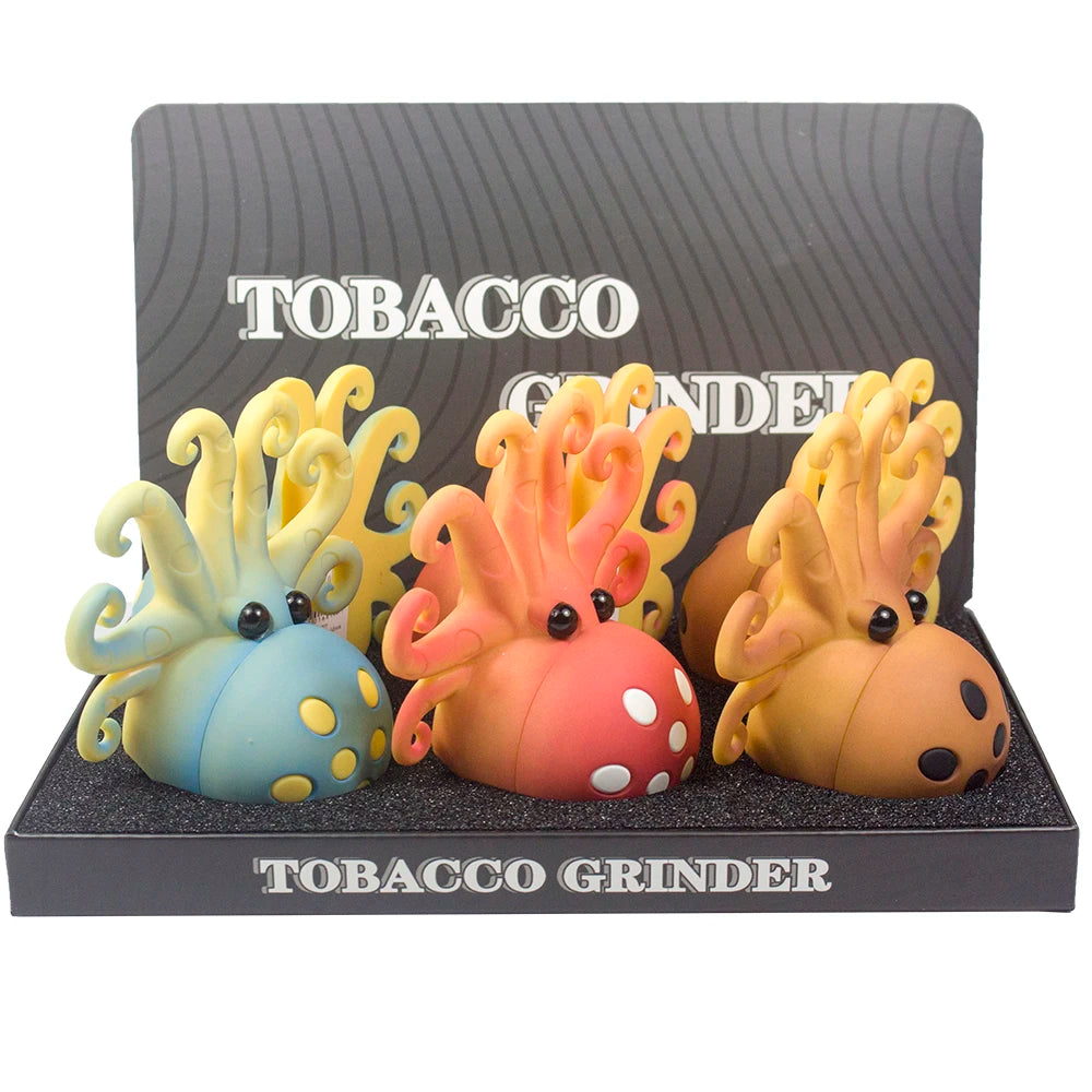 1.8'' 4 Parts Cute Octopus Shape Herb Grinder Durable Manual Metal Spice Crusher Gift for Friends  Valentine's Day  Birthday