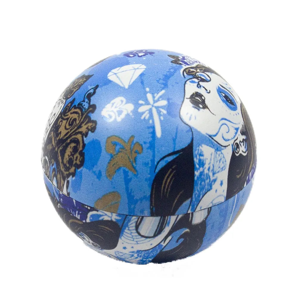 3-Part Metal Tobacco Grinder BALL with Decorative Sugar Skull Design - Portable Herb, Ideal Gift for Christmas