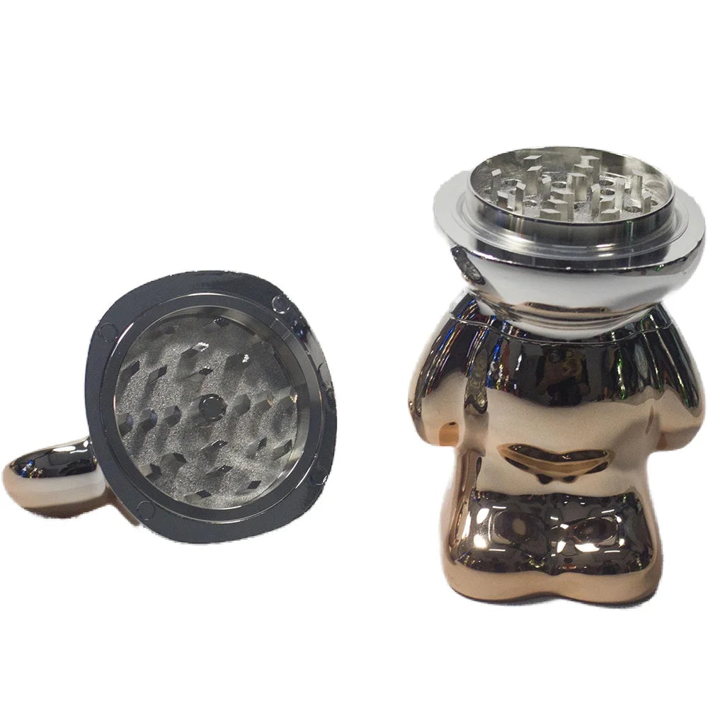 5.5"H Herb Grinders Metal for Smoking 4Layers Colorful Metallic Bear Tobacco Herb Spice Dry Herbal Crusher Birthday Gift