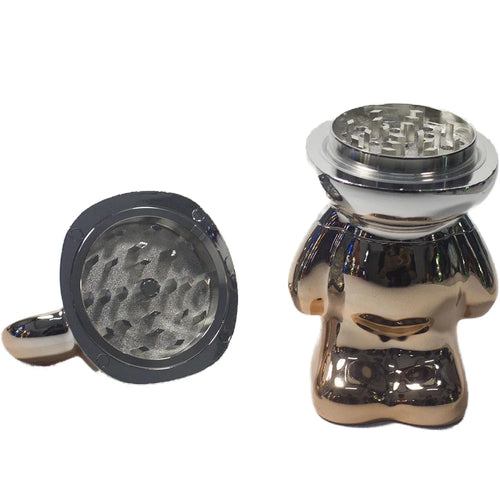 5.5"H Herb Grinders Metal for Smoking 4Layers Colorful Metallic Bear Tobacco Herb Spice Dry Herbal Crusher Birthday Gift