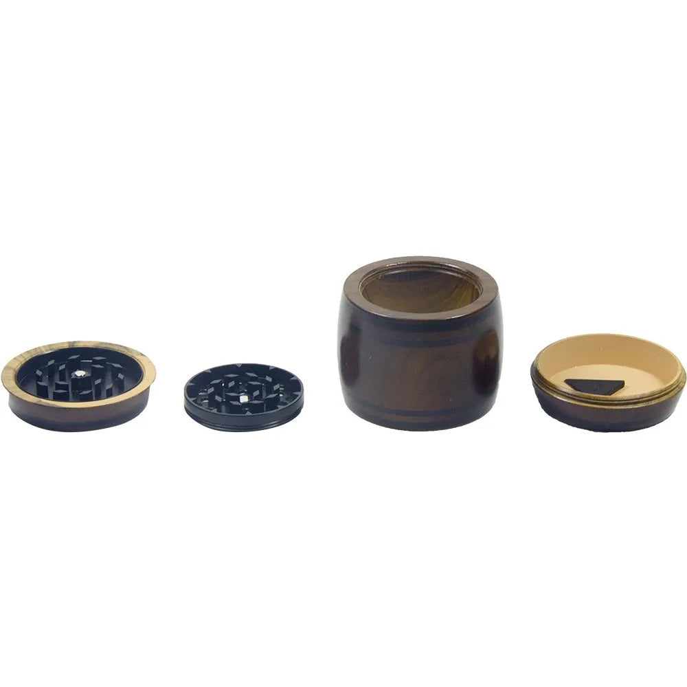 2.5" 4 PC Tobacco Herb Spice Grinder Wine Barrel Design Wooden Look Crusher