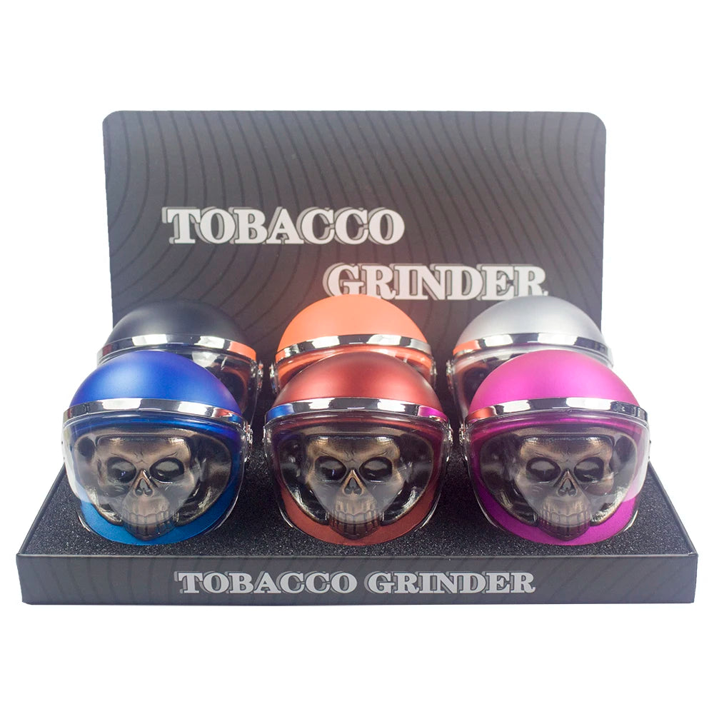 2.3" 4 PC 3D Metal Skull in Helmet Tobacco Herb Spice Grinder Smoke Crusher Pink Color Good Idea for Halloween Christmas Gift