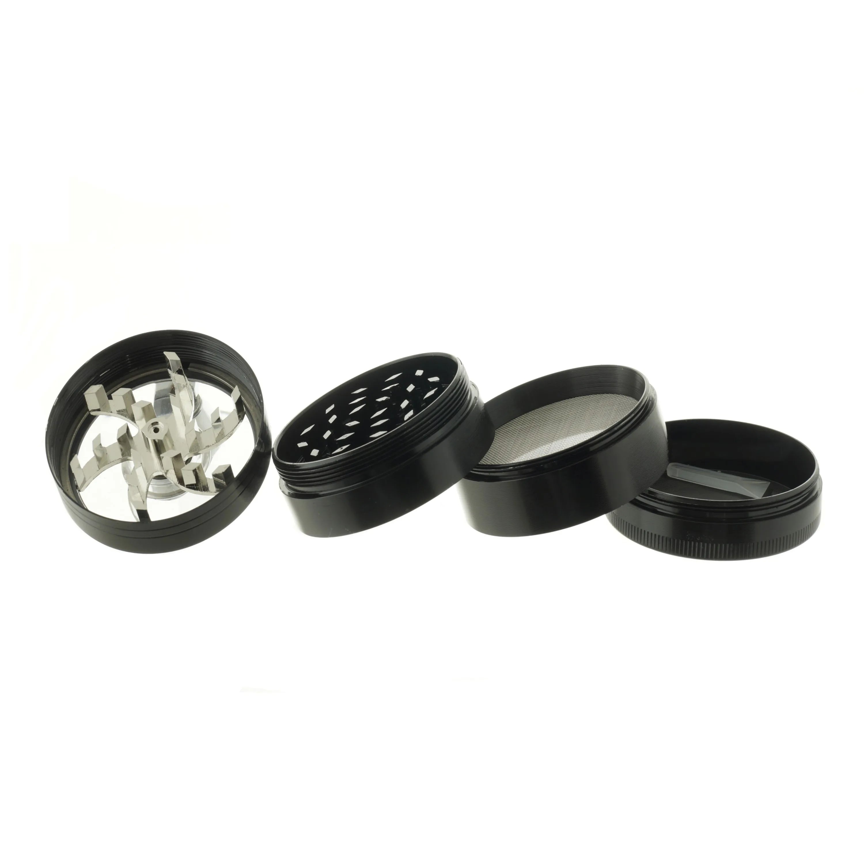 2.1" 4 PC Aluminum Tobacco Herb Spice Crusher Crank Tobacco Spice Grinder Handle Crank Smoke Metal Chromium Crusher Skull