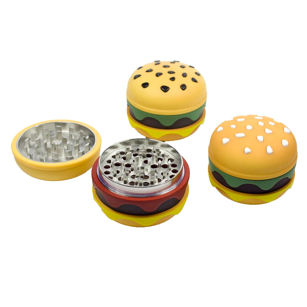 2.75" 4-Layer Metal Spice Herb Grinder Creative Burger Design Manual Tobacco Crusher Funny gift for man Halloween Birthday