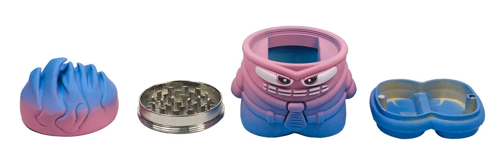 2.3'' Funny Monster Rubber finish Spice Herb Grinder With Drawer Tobacco Crusher