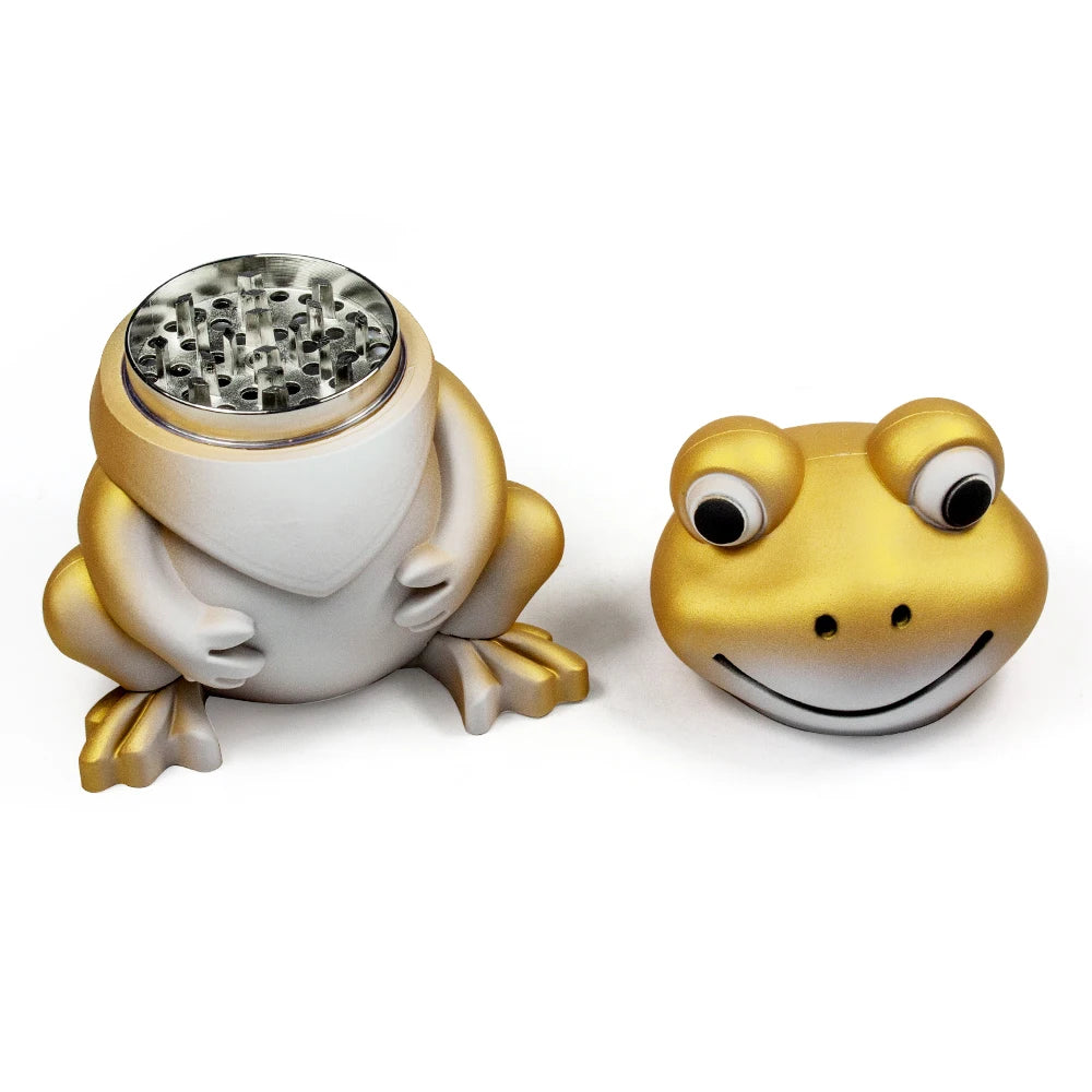 1.8'' 4 Parts Cute Frog Shape Metal Herb Tobacco Grinder 4-Piece Rubber Finish Crusher gift for Valentine's Day Birthday friend