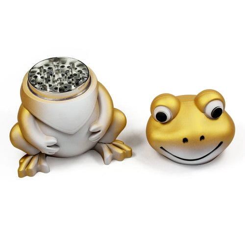 1.8'' 4 Parts Cute Frog Shape Metal Herb Tobacco Grinder 4-Piece Rubber Finish Crusher gift for Valentine's Day Birthday friend