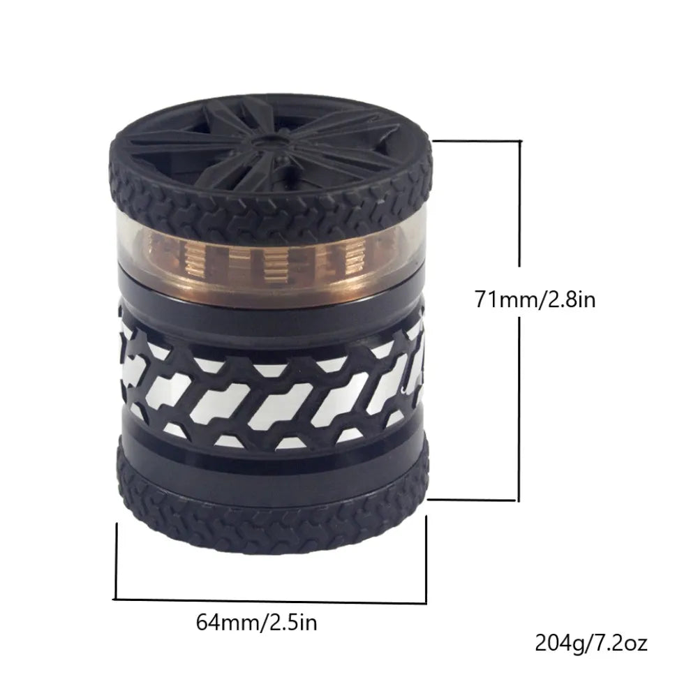 2.5" 4PC Tire Metal Rubber Tobacco Herb Spice Grinder Smoke Crusher Novelty good Idea for Halloween Christmas Birthday Gift