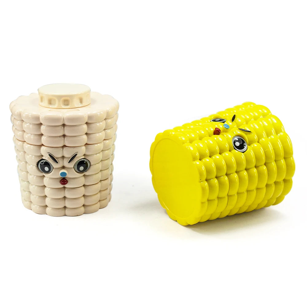 1.8'' Corn Shape Herb Grinder 4 Piece Tobacco Spice Crusher Cute Cartoon Gift for Friends Perfect for Valentine's Day Birthday