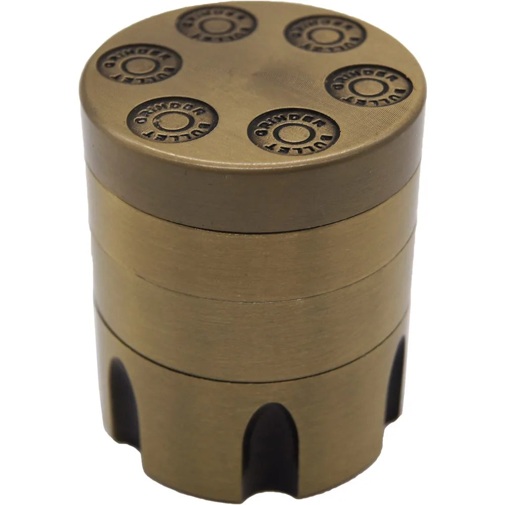 1.5" 4 Parts Revolver Bullet Tobacco Spice Herb Mill Grinder Pewter Metal Color