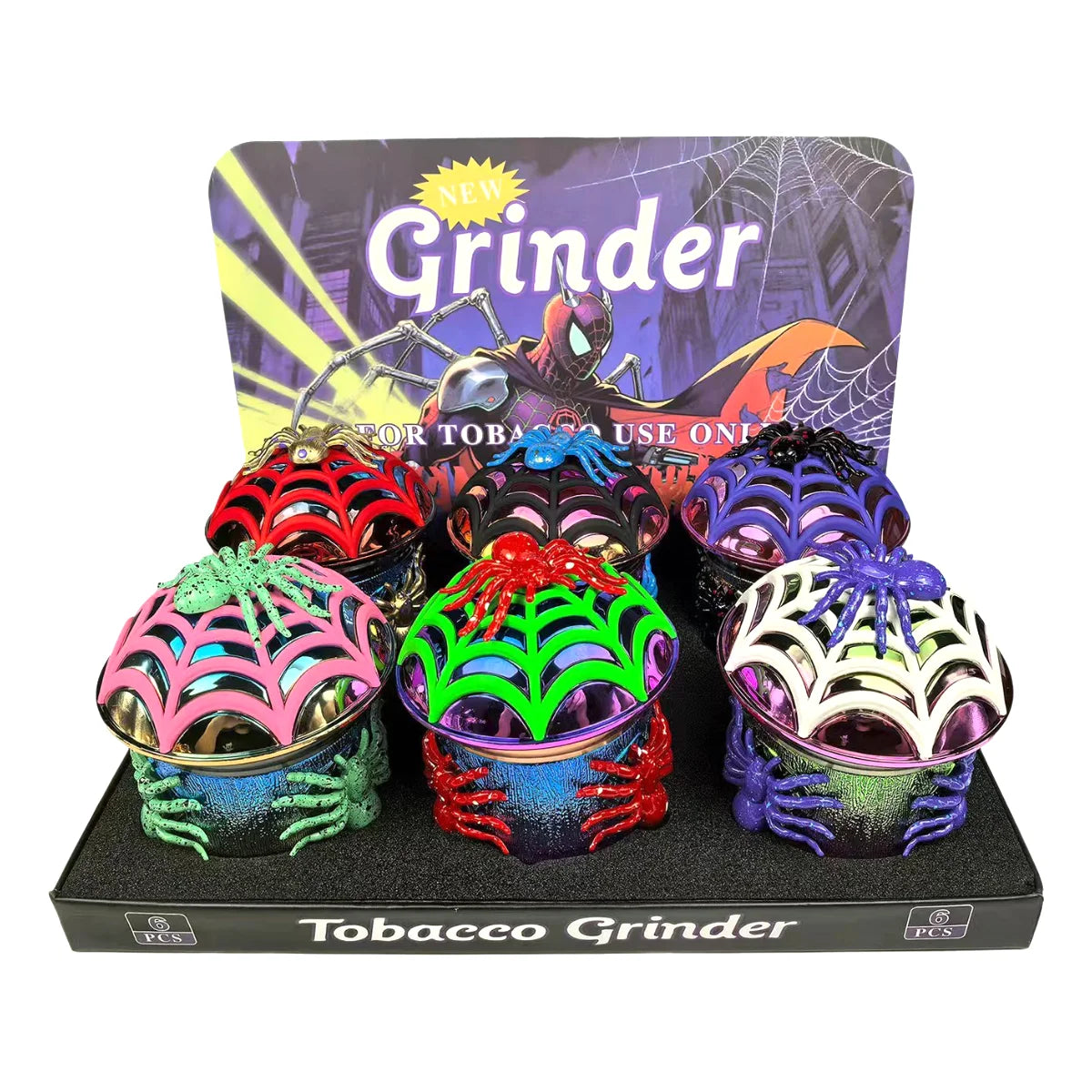 2.4'' Halloween Spider Web Herb Grinder 4 Layer Metal Tobacco Crusher Gift Christmas Birthday