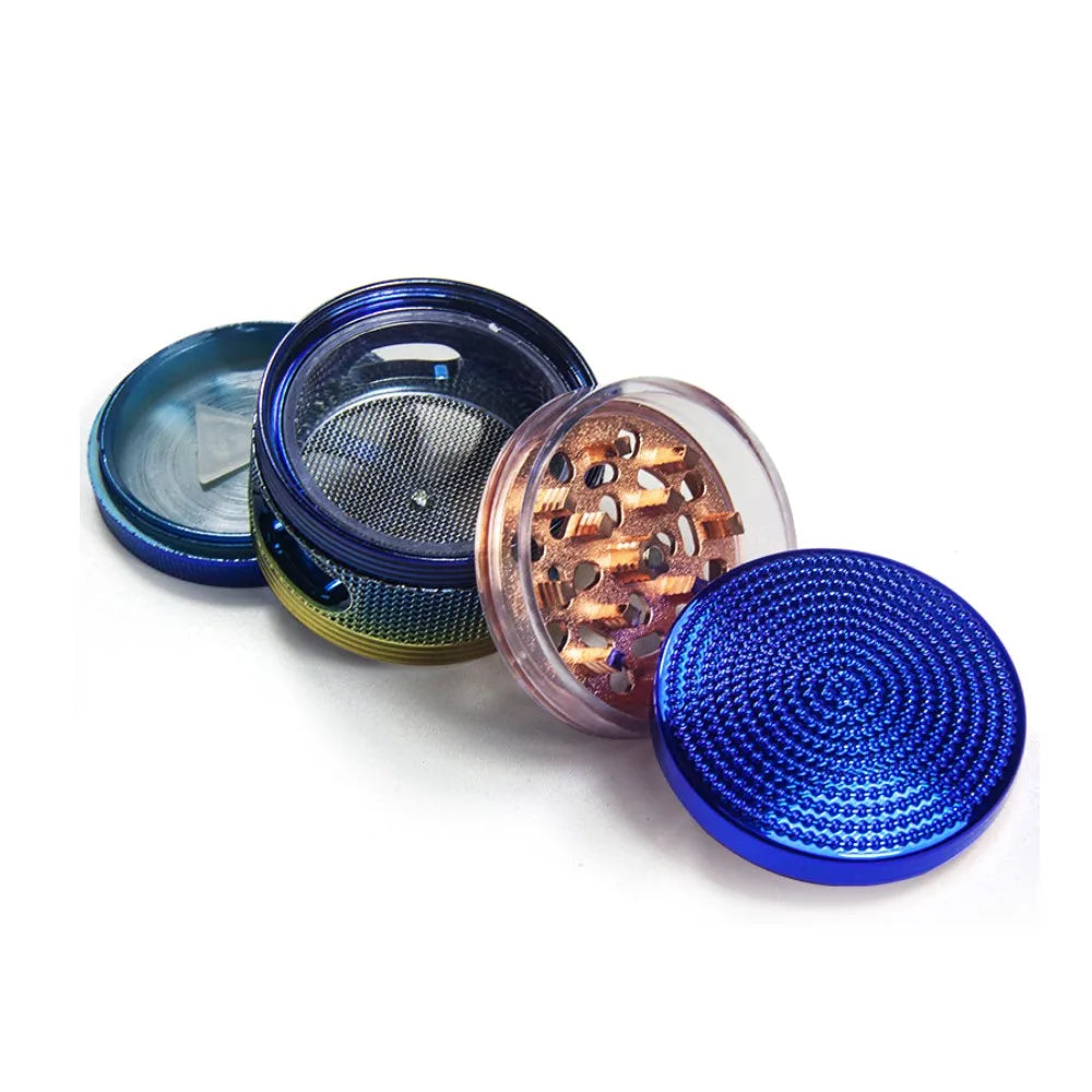 2.5" Shiny Herb spice Grinder 4 Layer with window Sharp Teeth & Storage Chamber