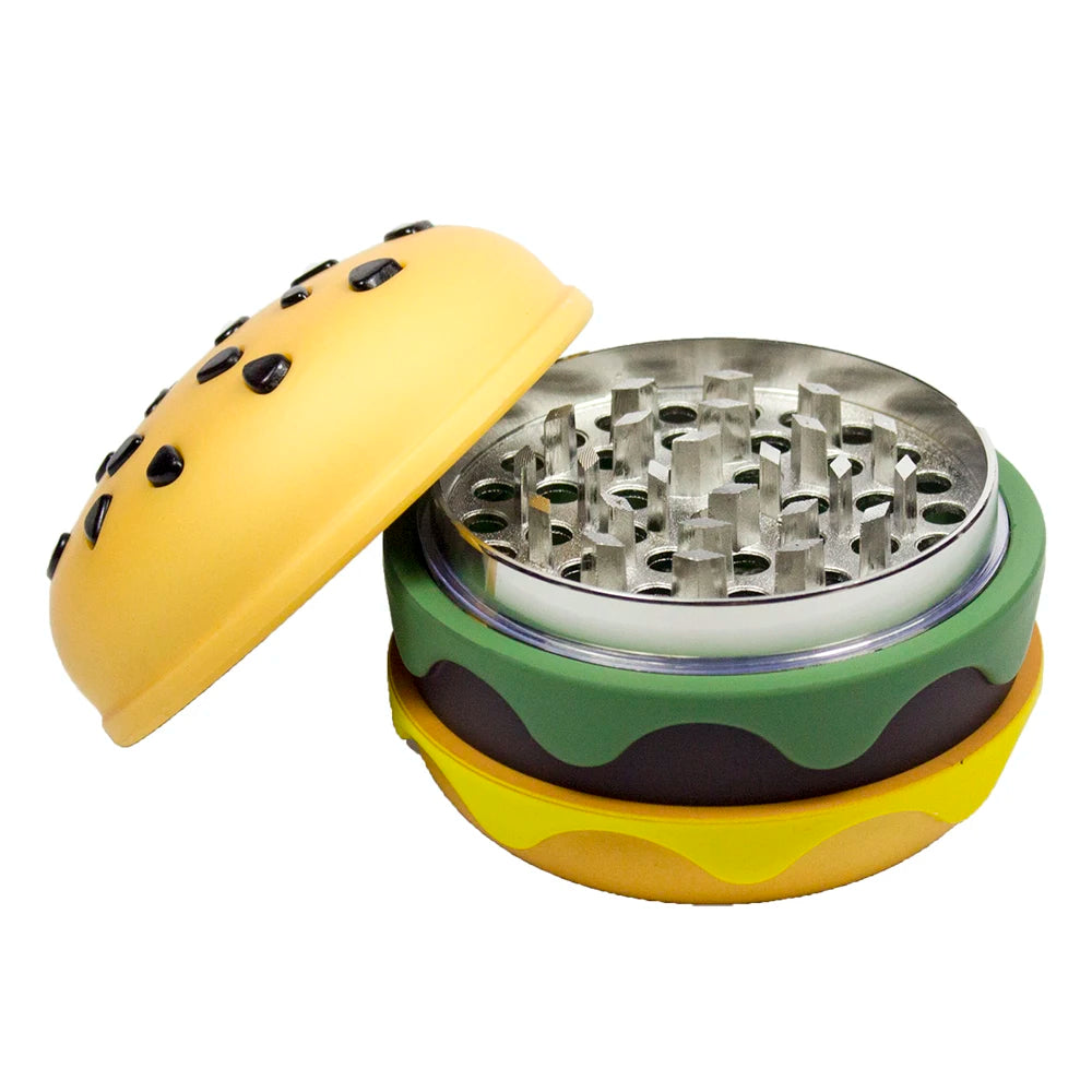 2.75" 4-Layer Metal Spice Herb Grinder Creative Burger Design Manual Tobacco Crusher Funny gift for man Halloween Birthday