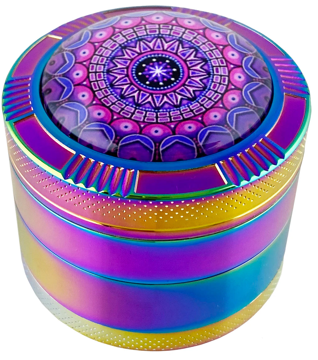 1.9" Rainbow Crystal Ball W/ Swirl Top Herb Spice Tobacco Grinder Smoke Crusher GIFT