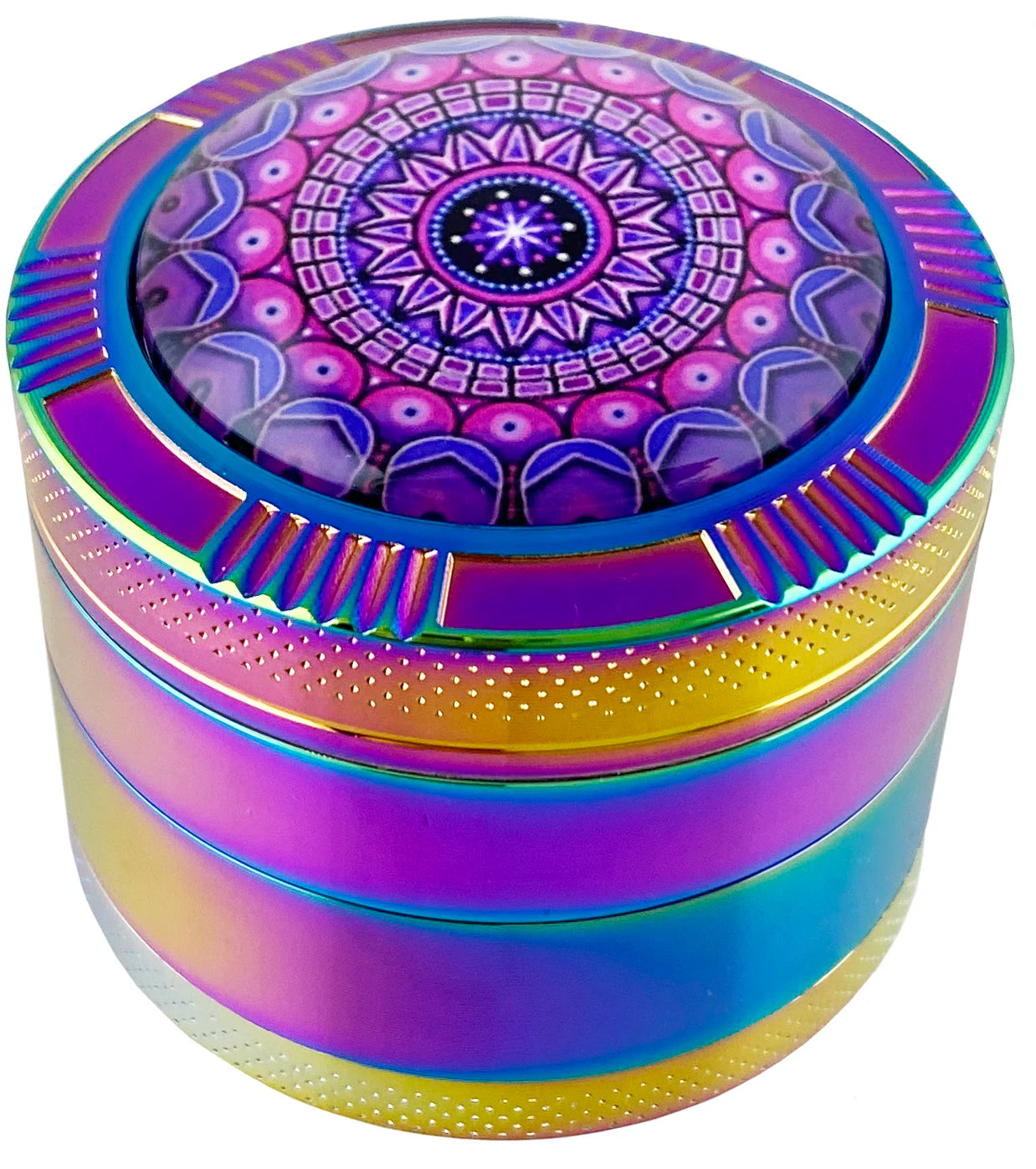 1.9" Rainbow Crystal Ball W/ Swirl Top Herb Spice Tobacco Grinder Smoke Crusher GIFT