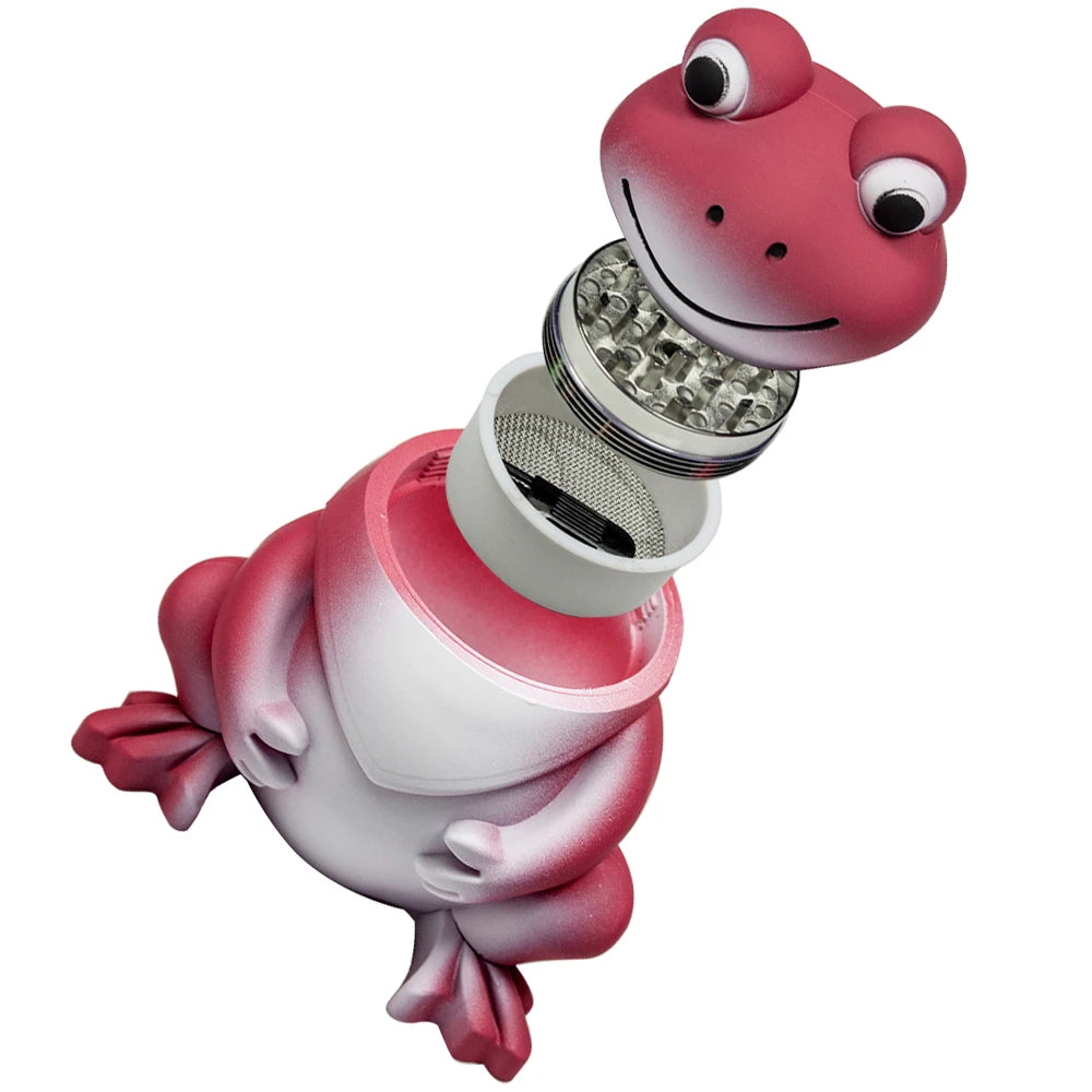1.8'' 4 Parts Cute Frog Shape Metal Herb Tobacco Grinder 4-Piece Rubber Finish Crusher gift for Valentine's Day Birthday friend