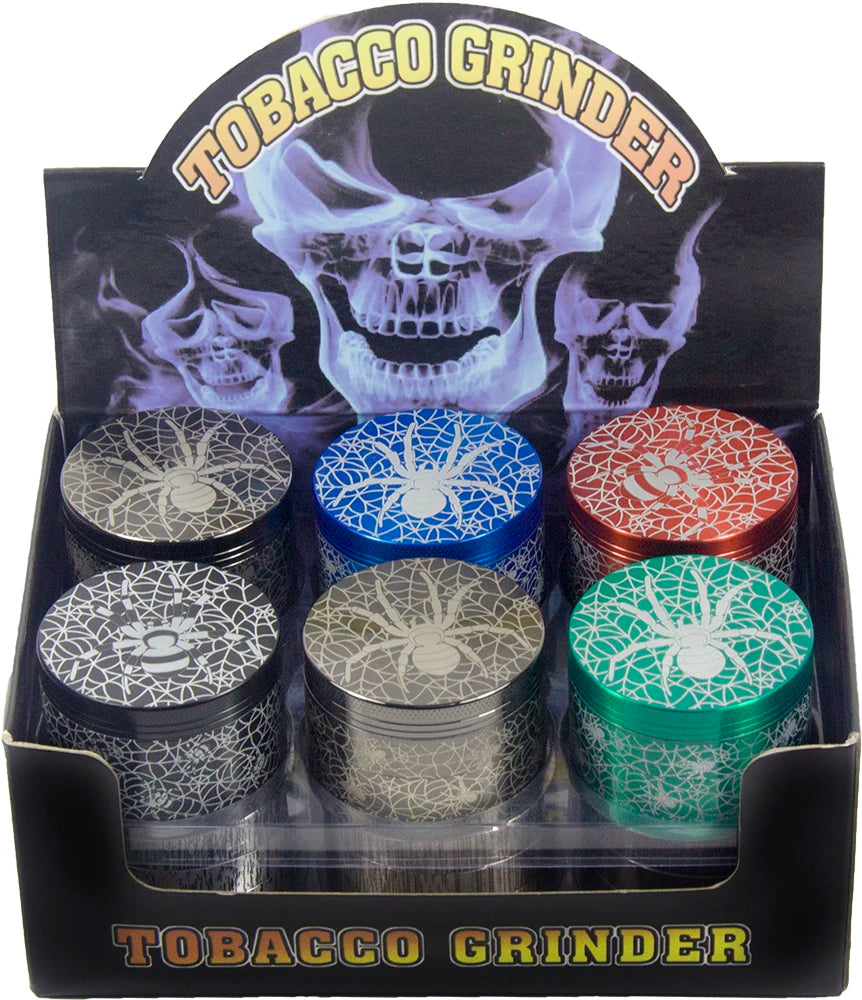 2" Spider Web Herb Grinder 4-Piece Metal Spice Crusher with Multiple Colors gift gift for man birthday Christmas