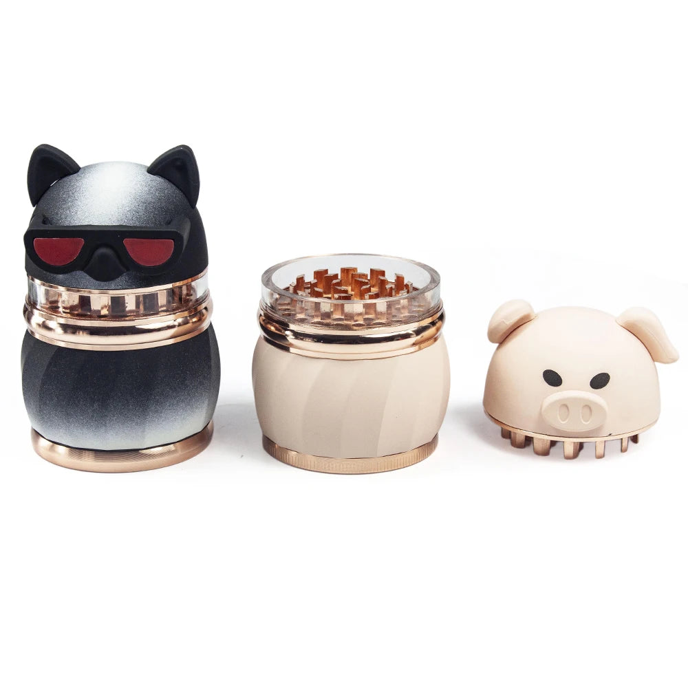 2.5" 5 Piece Wooden Look Herb Spice Smoke Tobacco Bent Grinder Submarine Spider Crusher Herb Gift for Men