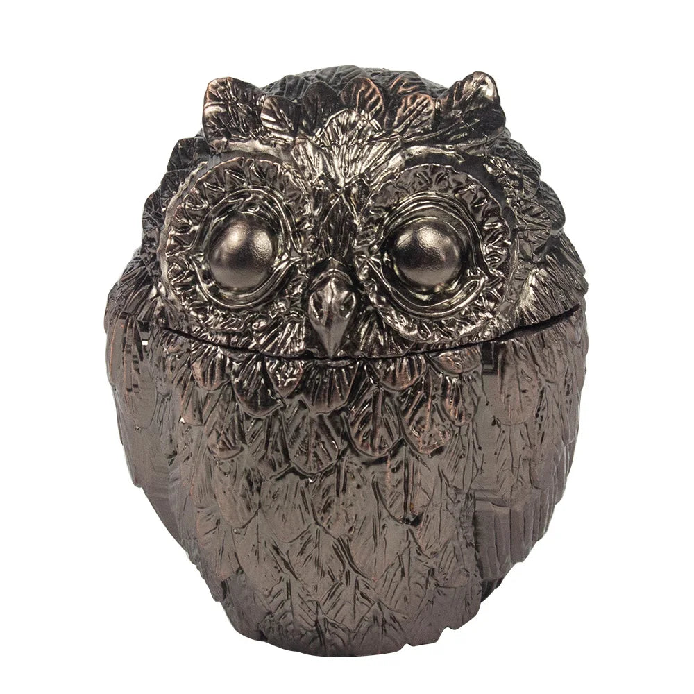 1PC  Vintage Metal Owl Tobacco Grinder 4 Piece Zinc Teeth Herb Crusher Spice Mill Gift for Friends Valentine's Day Birthday