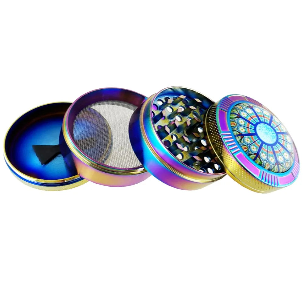 1.9" Rainbow Crystal Ball W/ Swirl Top Herb Spice Tobacco Grinder Smoke Crusher GIFT