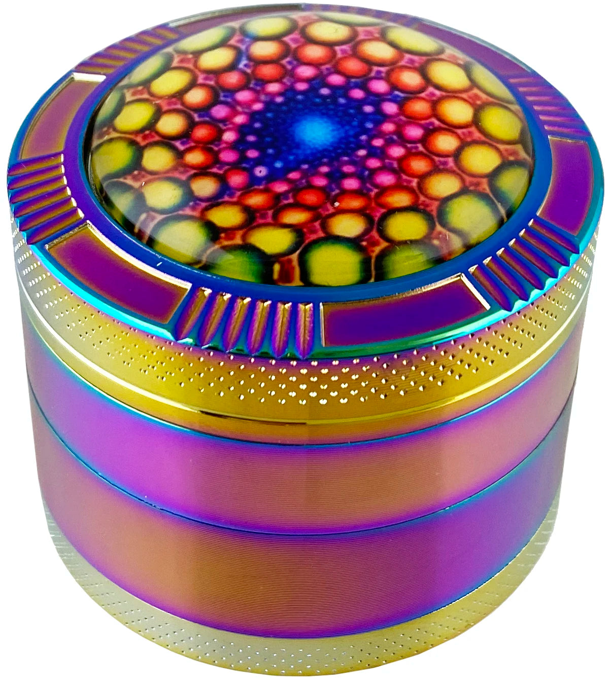 1.9" Rainbow Crystal Ball W/ Swirl Top Herb Spice Tobacco Grinder Smoke Crusher GIFT