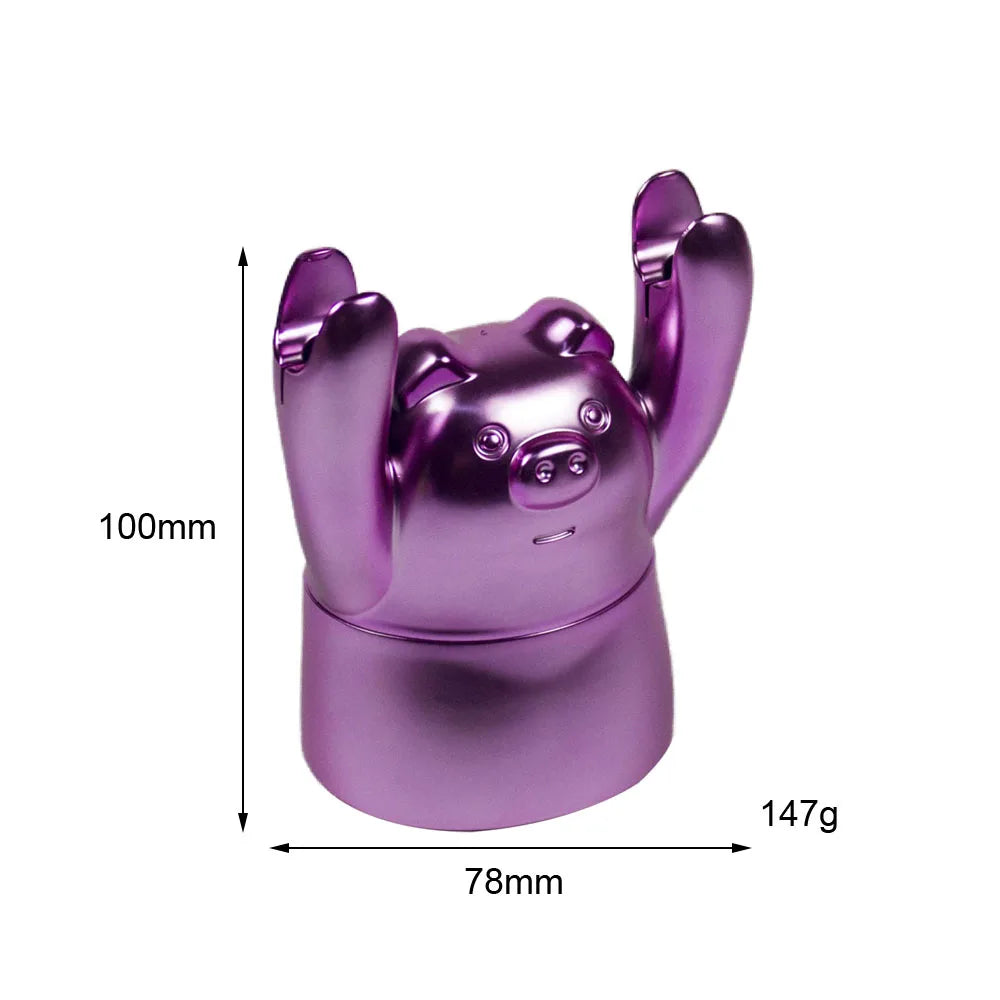 1.5" Tobacco Herb Grinder Spice Herbal 4 PC Smoke Crusher 3D Cat Hands up Holder Golden pig