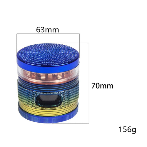 2.5" Shiny Herb spice Grinder 4 Layer with window Sharp Teeth & Storage Chamber