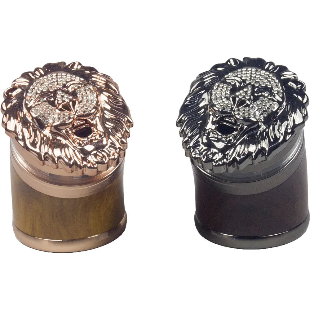 2.5" 5 Piece Lion gift Metal Herb Spice Smoke Tobacco Bent Grinder Rhinestone Diamond Metal Herb Grinder