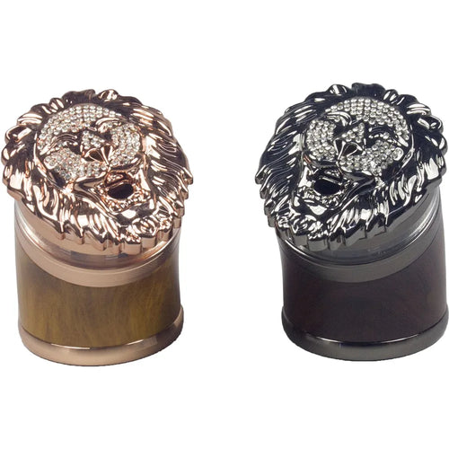 2.5" 5 Piece Lion gift Metal Herb Spice Smoke Tobacco Bent Grinder Rhinestone Diamond Metal Herb Grinder