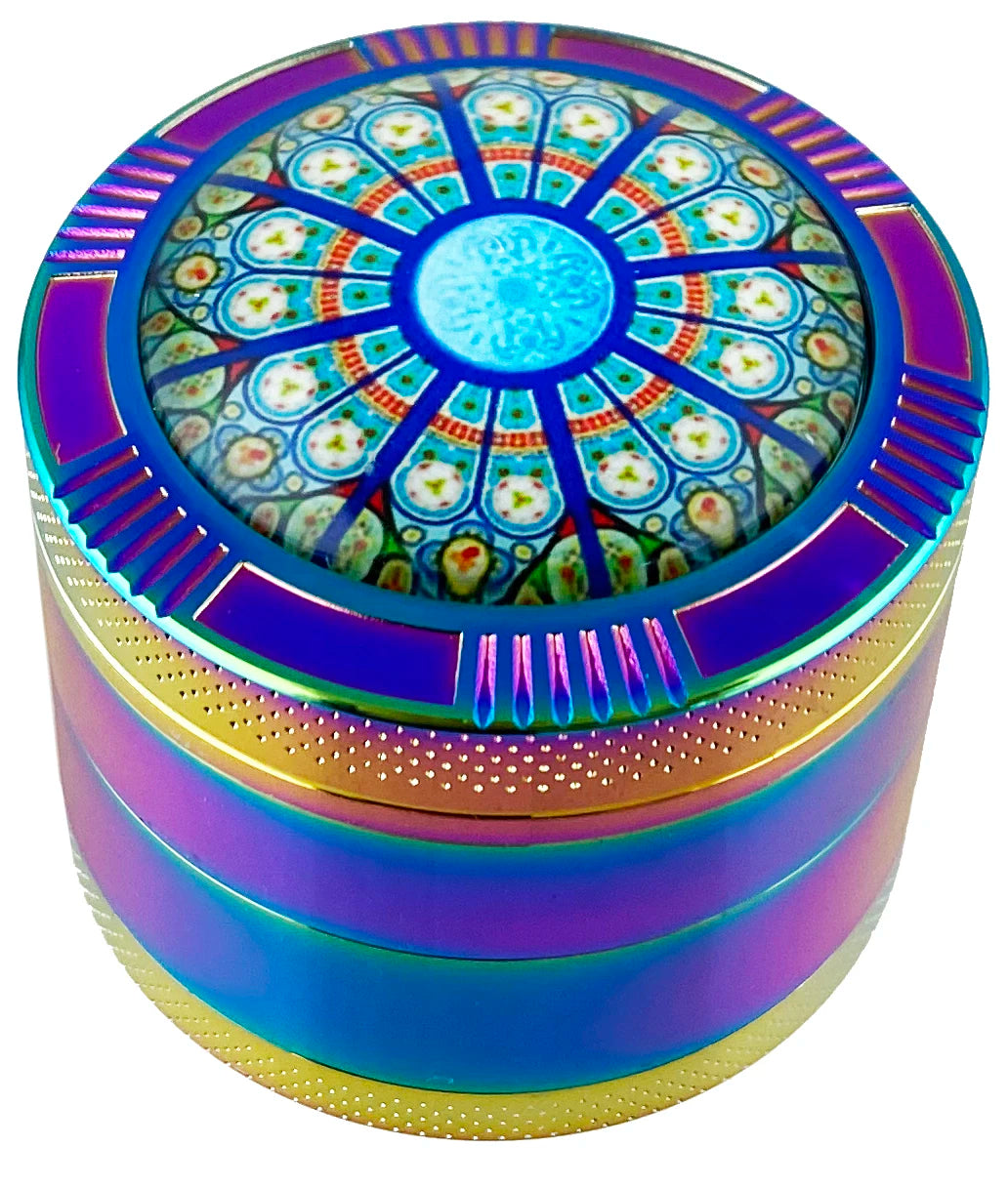 1.9" Rainbow Crystal Ball W/ Swirl Top Herb Spice Tobacco Grinder Smoke Crusher GIFT