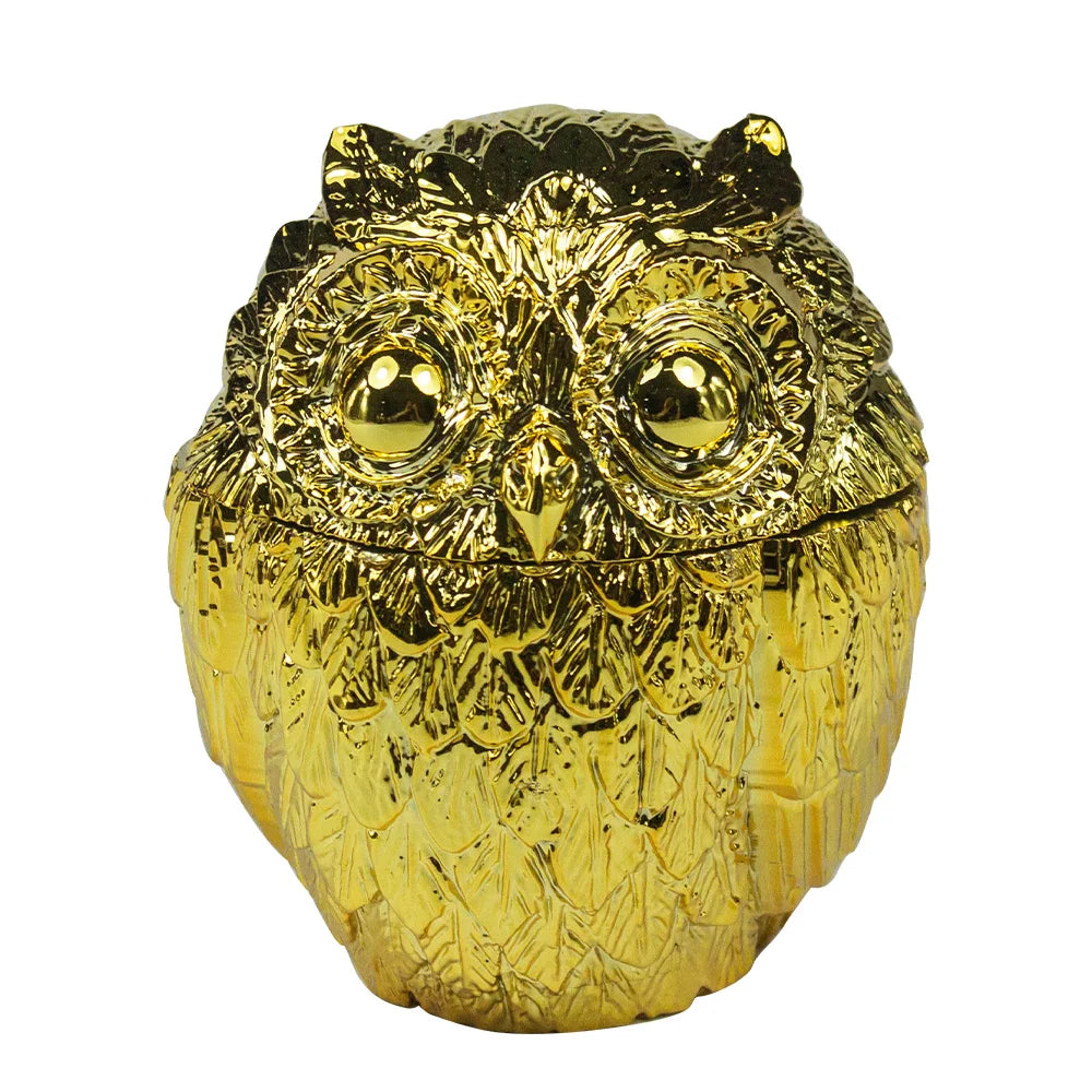 1PC  Vintage Metal Owl Tobacco Grinder 4 Piece Zinc Teeth Herb Crusher Spice Mill Gift for Friends Valentine's Day Birthday