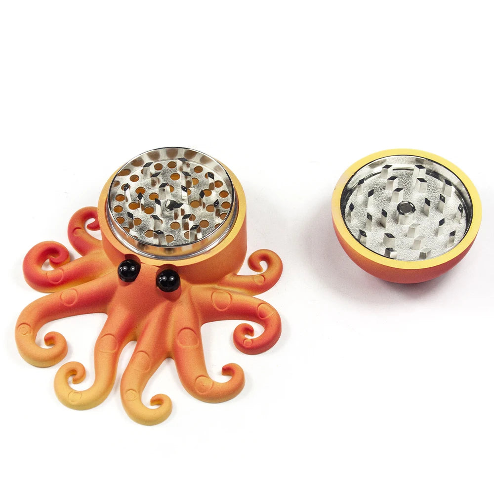 1.8'' 4 Parts Cute Octopus Shape Herb Grinder Durable Manual Metal Spice Crusher Gift for Friends  Valentine's Day  Birthday
