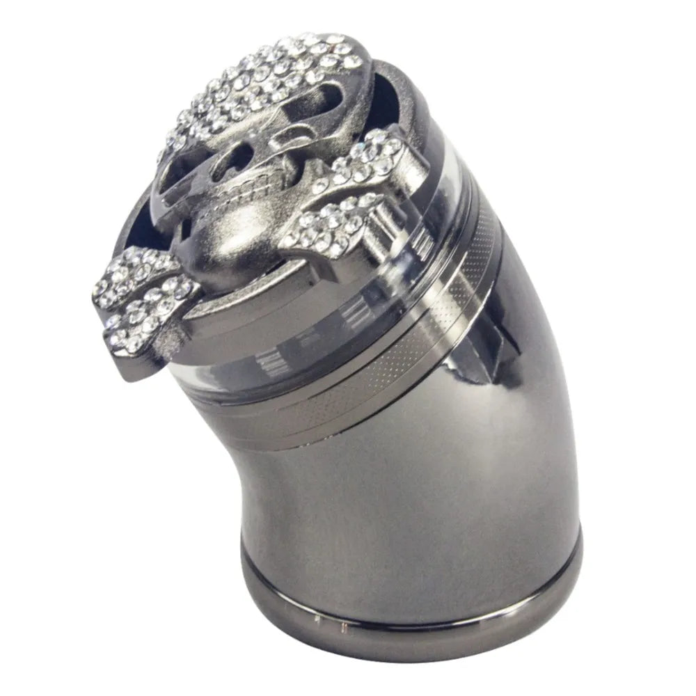 2.5" 4 Piece Skull Design Metal Herb Spice Smoke Tobacco Bent Grinder Crusher Herb gift for man Halloween Christmas