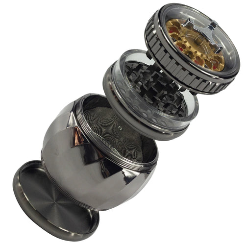 2.5" 4 Part Metal Grinder Tobacco Herb Spice Crusher Spinning Top gift for man friends birthday Perfect for Valentine's Day