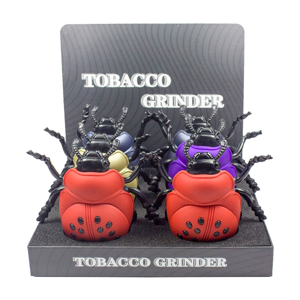 1.8'' Ladybug Herb Grinder 4 Piece Zinc Alloy Tobacco Grinder BUG Metal Tobacco Herb Spice Grinder Smoke Crusher Purple color